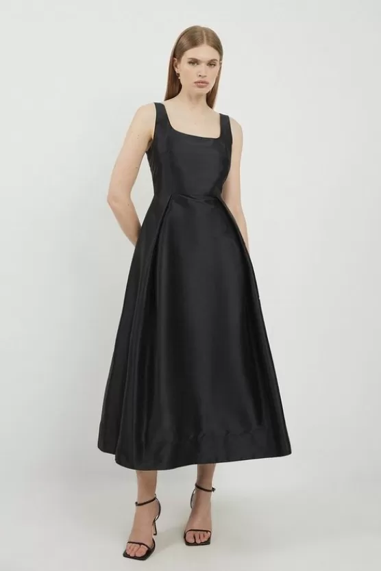 Clearance Karen Millen Lydia Millen Petite Taffeta Full Skirt Tailored Midi Dress black