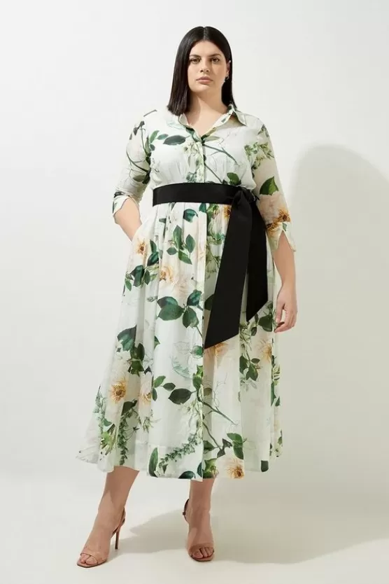 Best Sale Karen Millen Lydia Millen Plus Size Floral Silk Cotton Woven Shirt Dress