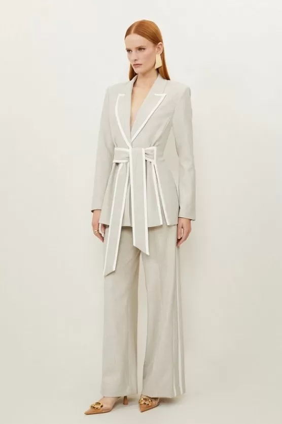 Outlet Karen Millen Melange Wide Leg Tailored Suit Set natural