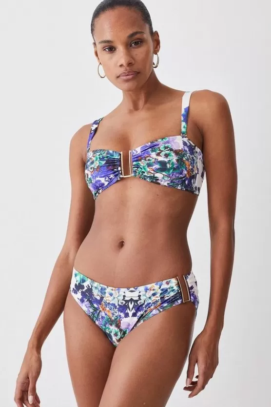 Flash Sale Karen Millen Mirror Print Detachable Strap Gold Trim Bikini set purple