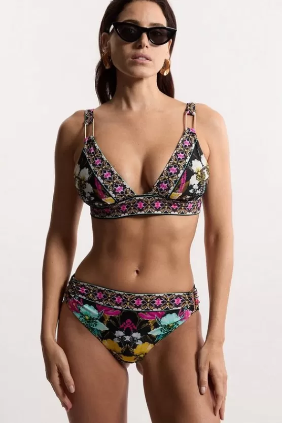 Cheap Karen Millen Mirror Print Plunge Bikini Top multi