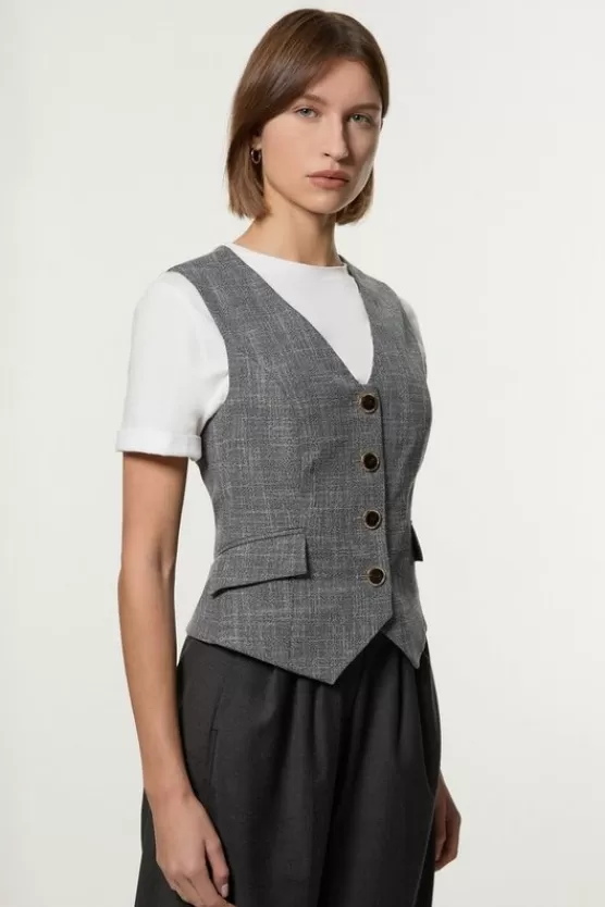 Outlet Karen Millen Texture Tailored Vest mono