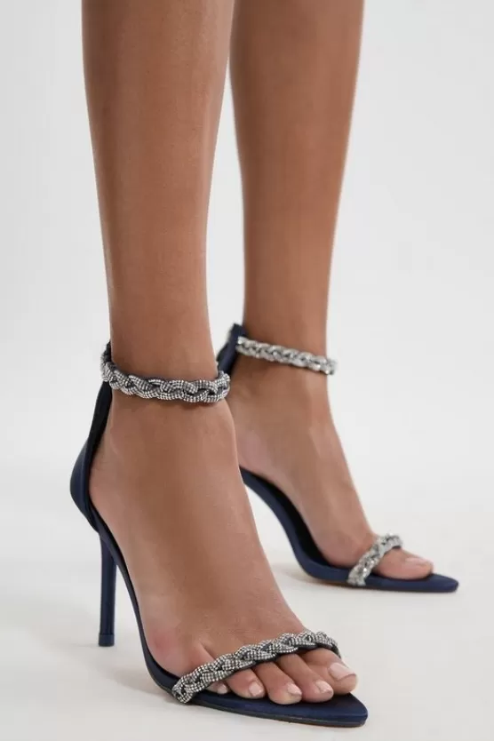 Best Sale Karen Millen Open Toe Diamante Heel navy