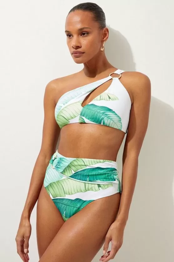 Flash Sale Karen Millen Palm Print Cut Out Detail Bikini Top multi