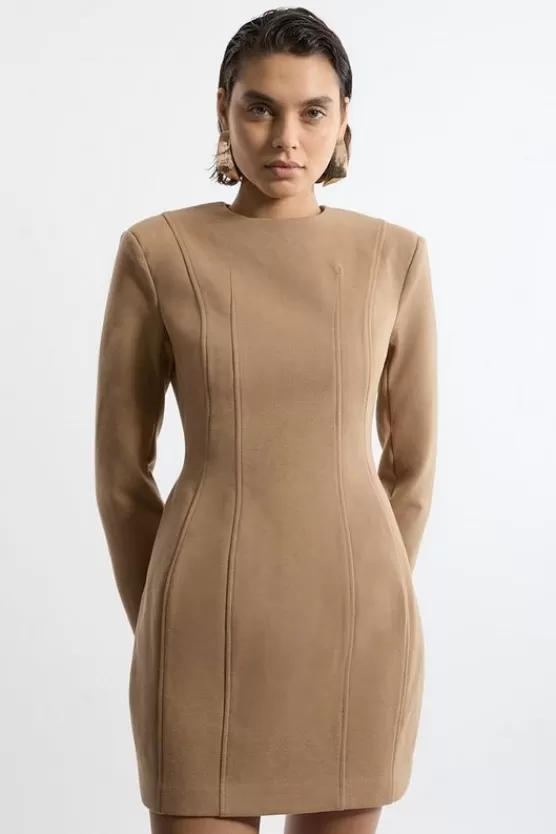 Cheap Karen Millen Petite Brushed Tailored Jersey Mini Scuba Dress camel