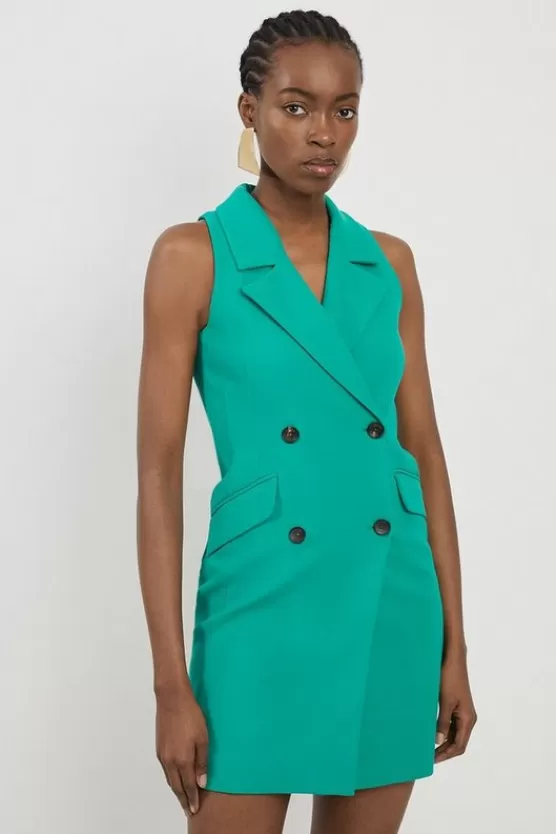 Best Sale Karen Millen Petite Compact Stretch Halter Neck Mini Blazer Dress emerald