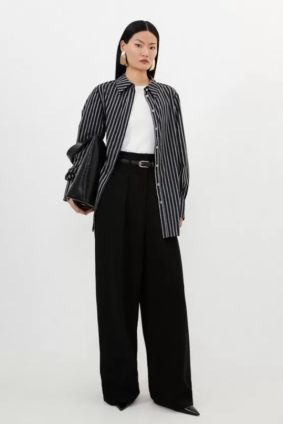Discount Karen Millen Petite Compact Stretch Tailored High Waist Wide Leg Pants black