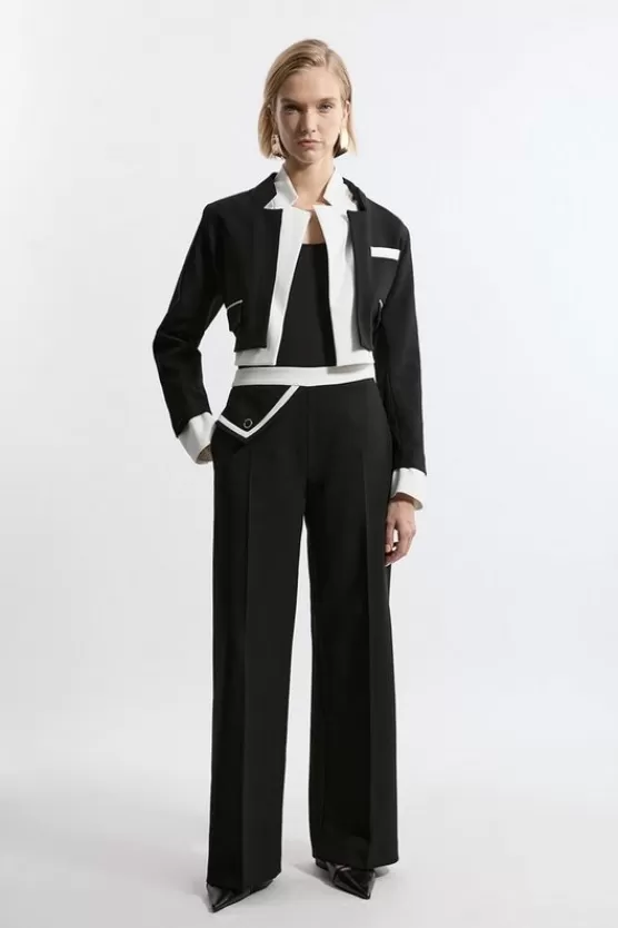 Cheap Karen Millen Petite Compact Stretch Tipped Pants black