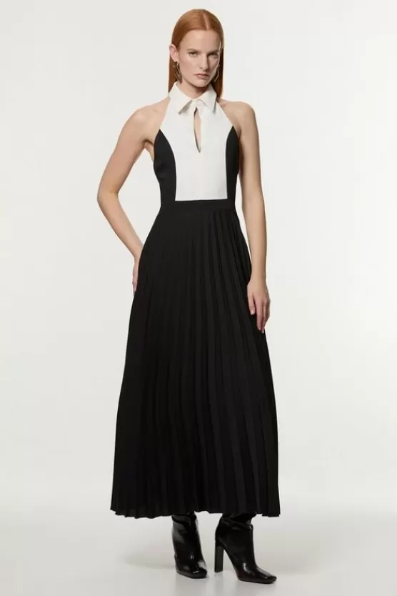 Store Karen Millen Petite Contrast Detail Full Skirt Tailored Maxi Dress mono