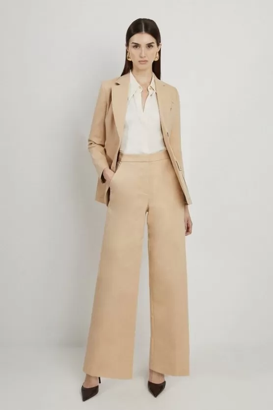 Online Karen Millen Petite Cotton Sateen Wide Leg Dress Pants stone