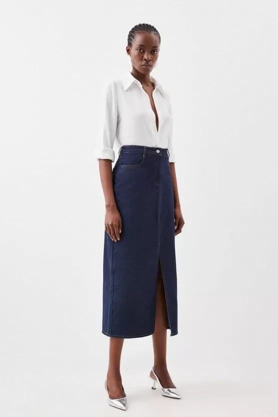 Best Sale Karen Millen Petite Denim Maxi Skirt indigo