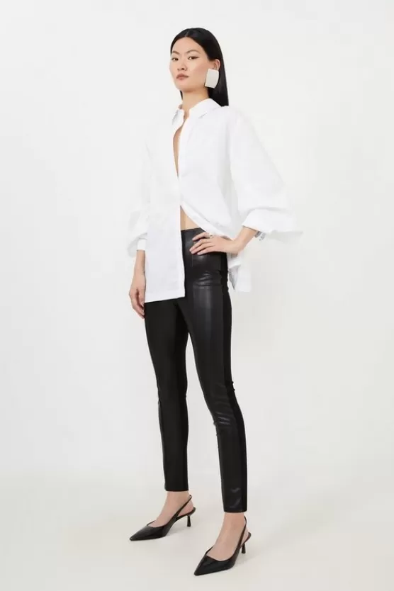 Sale Karen Millen Petite Faux Leather And Ponte Leggings black