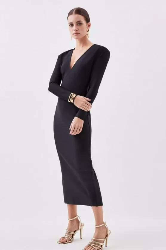 Discount Karen Millen Petite Figure Form Bandage Knit Maxi Dress black