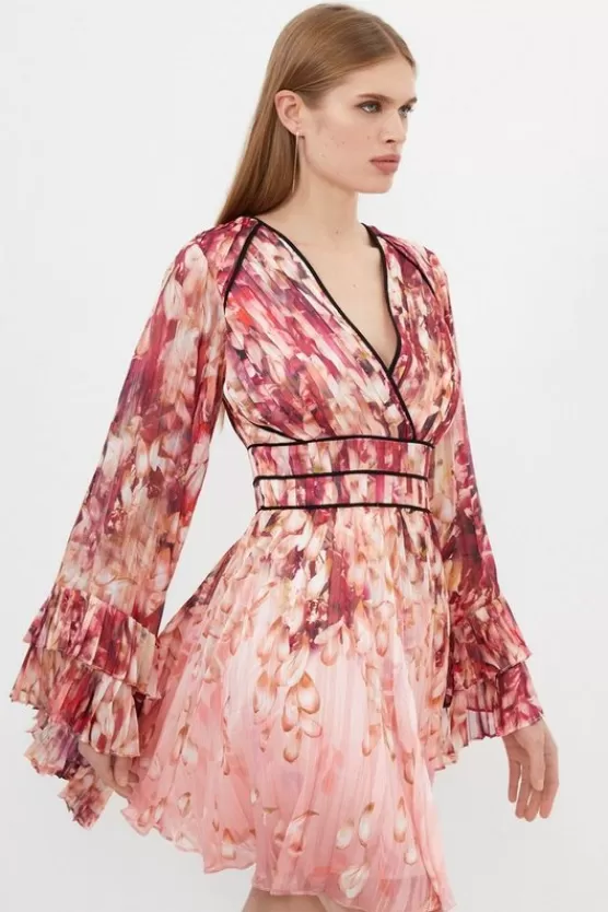 Best Karen Millen Petite Floral Drama Kimono Woven Maxi Dress pink