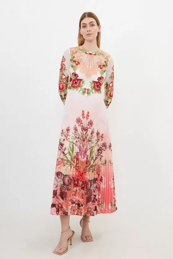 Best Karen Millen Petite Guipure Lace Woven Maxi Dress floral