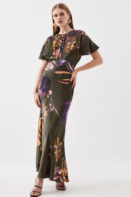 Online Karen Millen Petite Satin Woven Crepe Maxi Dress floral