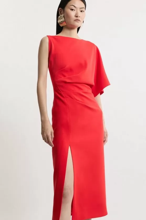 Outlet Karen Millen Petite Fluid Tailo Asymmetric Sleeve Maxi Dress red