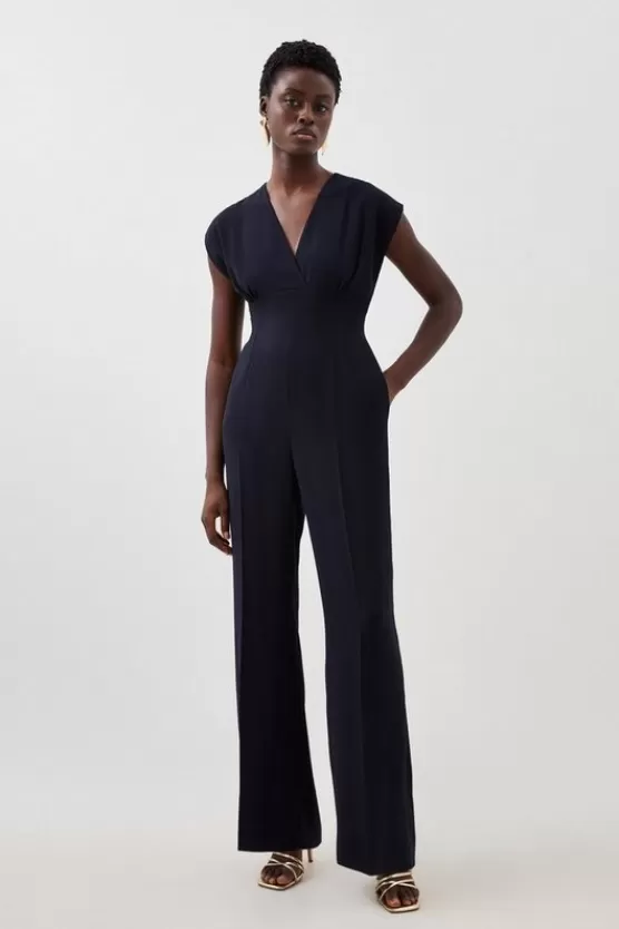 Flash Sale Karen Millen Petite Fluid Tailored Wide Leg Jumpsuit navy