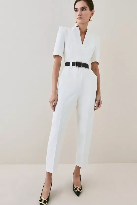 Flash Sale Karen Millen Petite Forever Belted Jumpsuit ivory