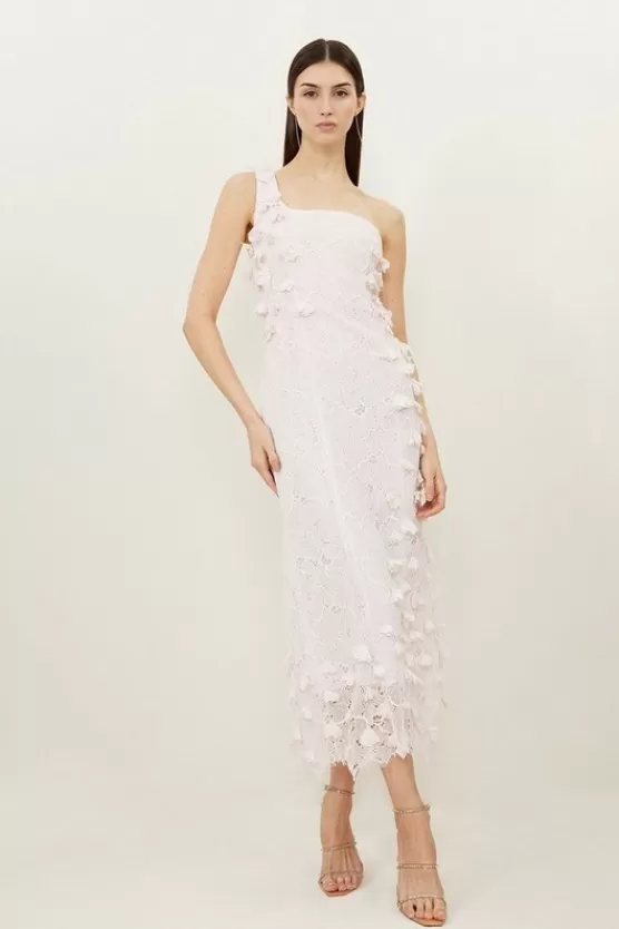 Online Karen Millen Petite Lace Petal Applique Woven One Strap Maxi Dress blush