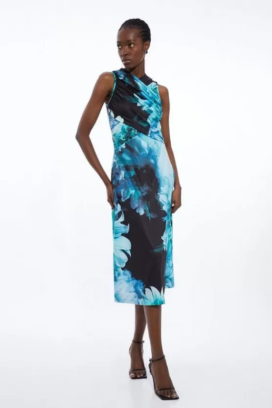 Discount Karen Millen Petite Photographic Jersey Sleeveless Midi Dress floral