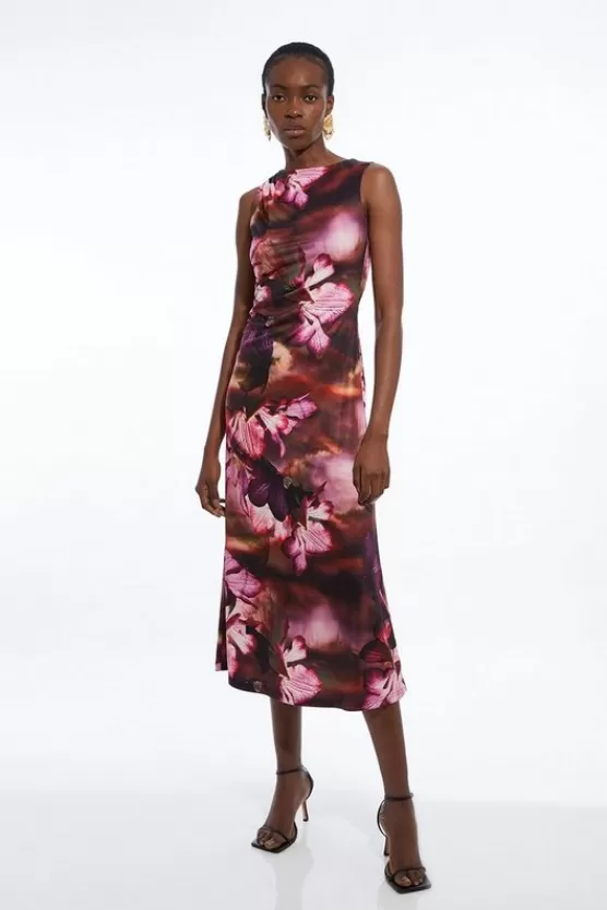 Sale Karen Millen Petite Photographic Printed Jersey Crepe Maxi Dress floral