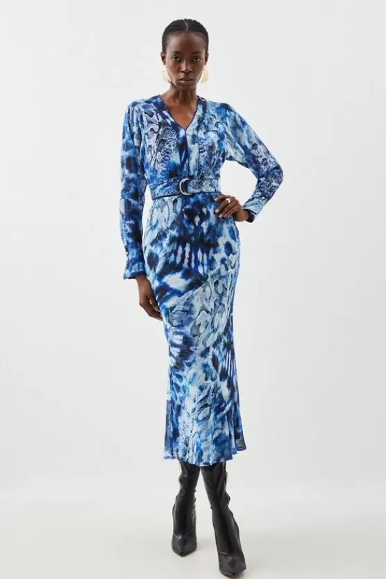 Hot Karen Millen Petite Georgette Woven Maxi Dress With Scarf Detail snake