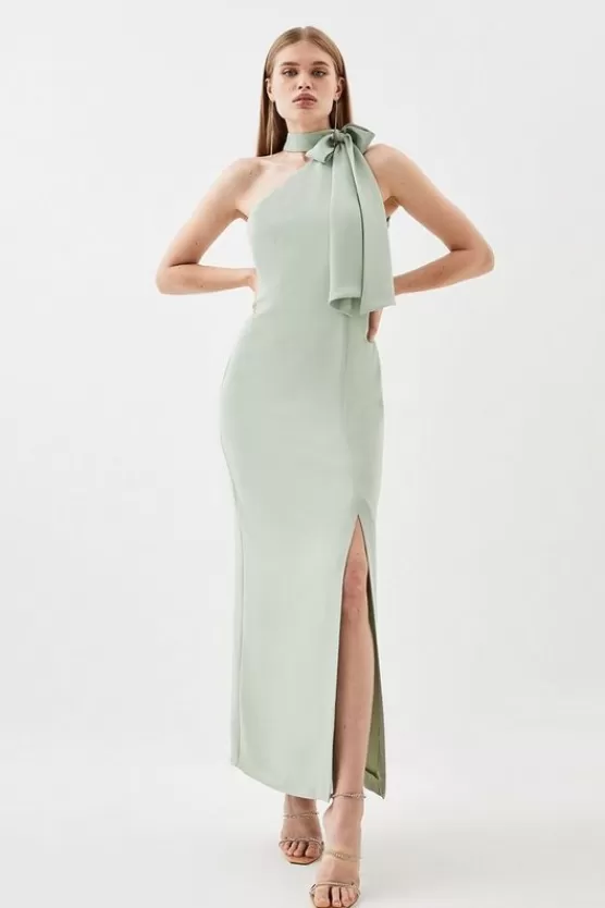 Flash Sale Karen Millen Petite Soft Tailored Tie Neck Midi Dress sage