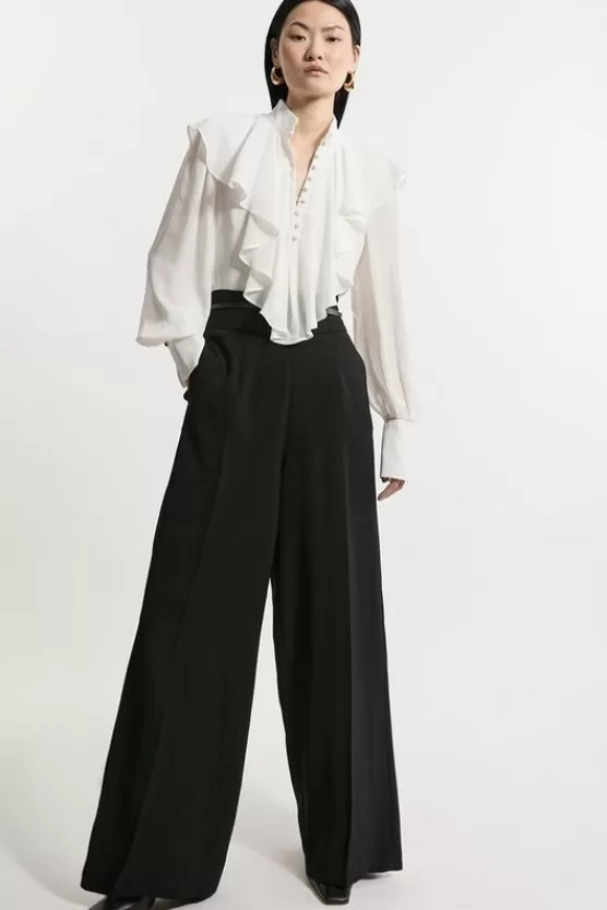 Best Sale Karen Millen Petite Soft Tailored Wide Leg Dress Pants black