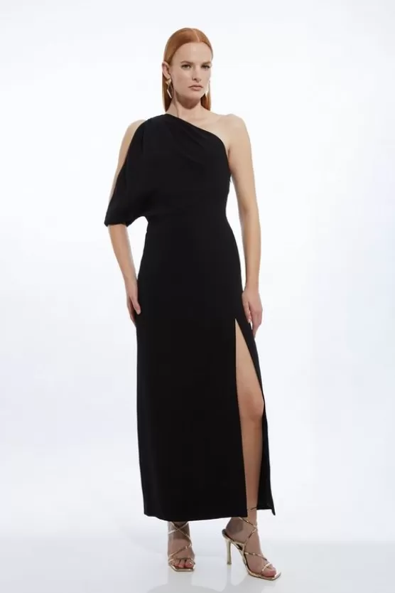 Outlet Karen Millen Petite Tailored Asymmetric Cold Shoulder Maxi Dress black