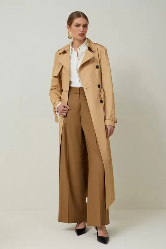 Fashion Karen Millen Petite Tailored Classic Belted Trench Coat camel