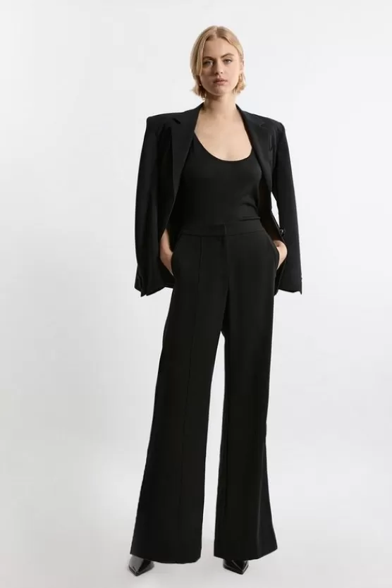 Best Sale Karen Millen Petite Tailored Crepe Seam Detail Straight Leg Pants black