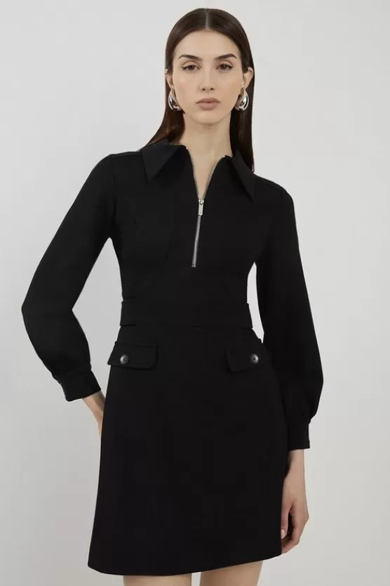 Cheap Karen Millen Petite Tailored Ponte Mini Shirt Dress black