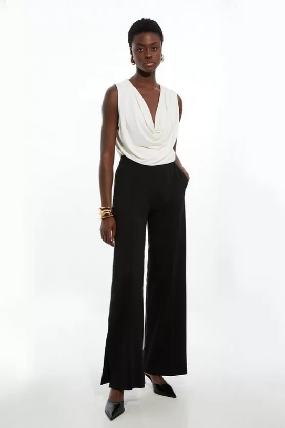 Flash Sale Karen Millen Petite Tailored Ponte Wide Leg Pants black