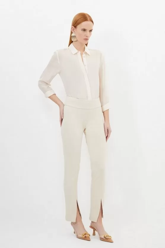 Best Karen Millen Petite Tailored Split Hem Leggings beige