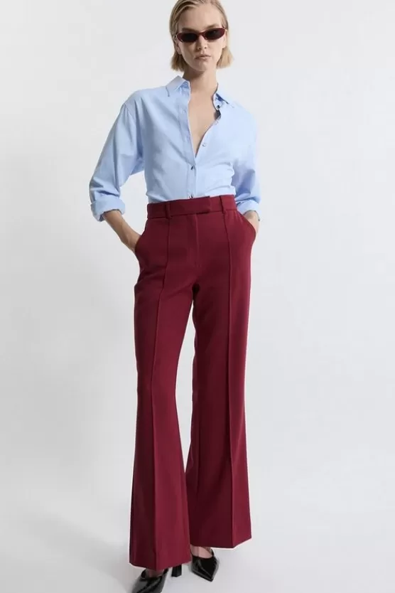 Store Karen Millen Petite Tailored Stretch Pu Tipped Straight Leg Pants merlot