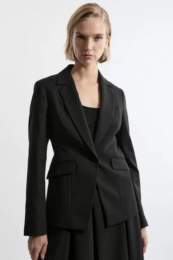 Cheap Karen Millen Petite Tailored Twill Single Breasted Jacket black