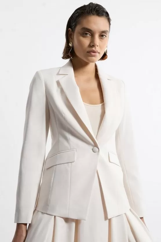 Hot Karen Millen Petite Tailored Twill Single Breasted Jacket cream