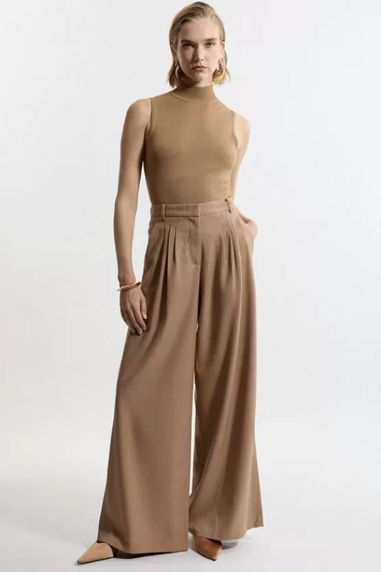 Discount Karen Millen Petite Tailored Wide Leg Darted Pants camel