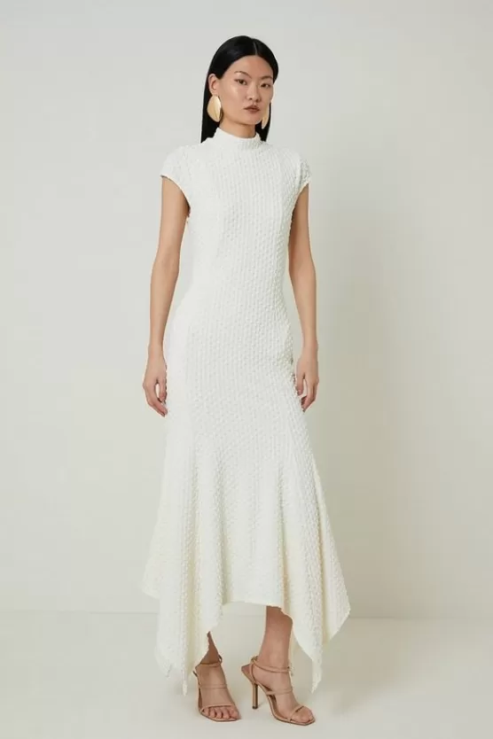 Online Karen Millen Petite Textured Jersey Dramatic Hem Maxi Dress ivory