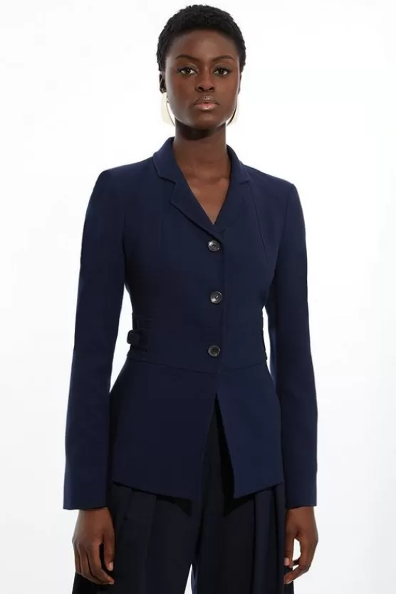 Shop Karen Millen Petite The Founder Compact Stretch Tailored Tab Jacket navy