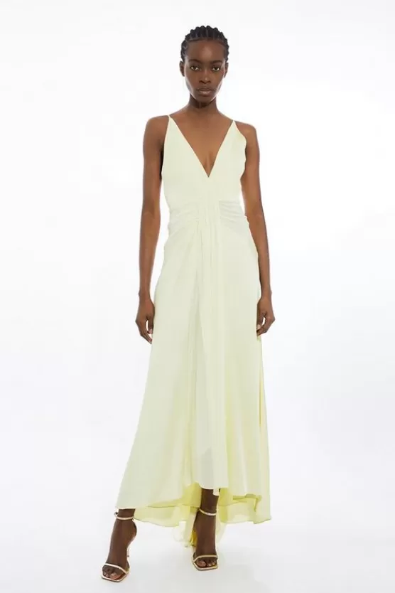 Best Karen Millen Petite Viscose Georgette Woven Maxi Dress lemon