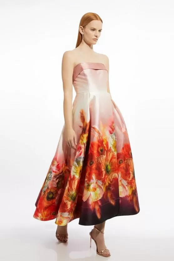 Clearance Karen Millen Placed Print Woven Prom Maxi Dress floral