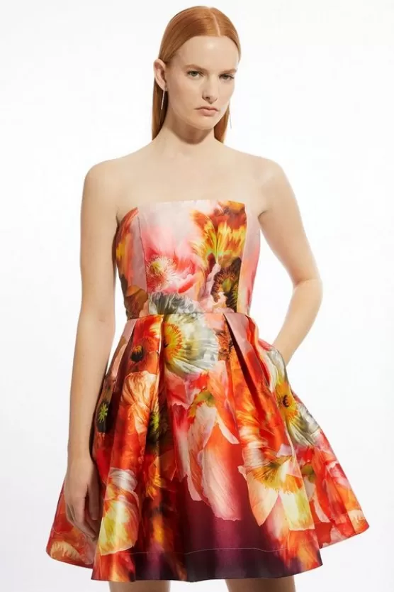 Best Karen Millen Placed Print Woven Prom Mini Dress floral