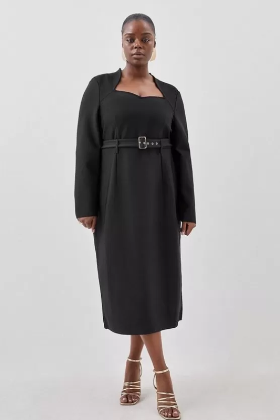 Cheap Karen Millen Plus Size Bandage Figure Form Knit Belted Midi Dress black