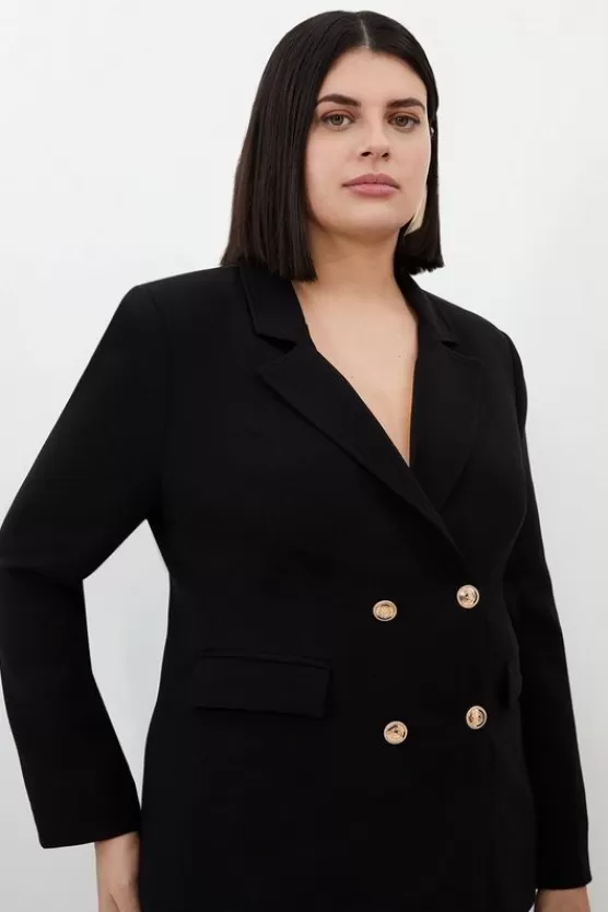Outlet Karen Millen Plus Size Compact Essential Tailored Double Breasted Blazer black