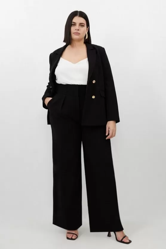 Hot Karen Millen Plus Size Compact Stretch Tailored High Waist Pants black