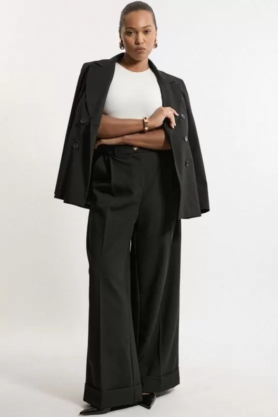 Clearance Karen Millen Plus Size Essential Tailored Wide Leg Pants black