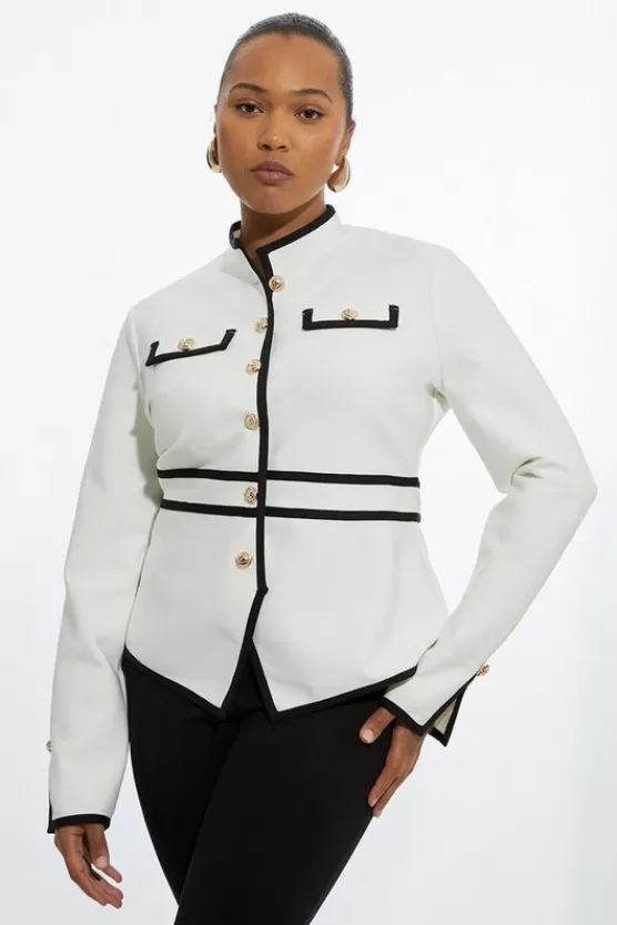 Flash Sale Karen Millen Plus Size Figure Form Bandage Contrast Piping Jacket mono