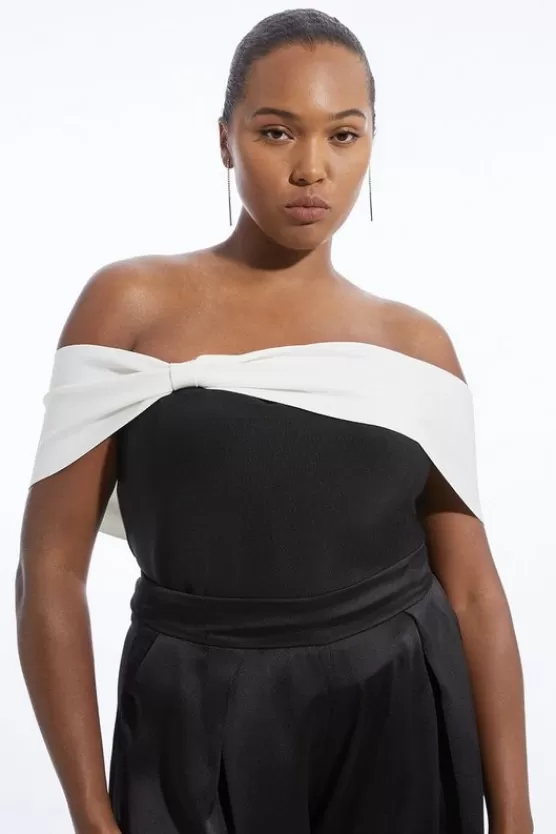 Best Karen Millen Plus Size Figure Form Bandage Knit Asymmetric Top mono